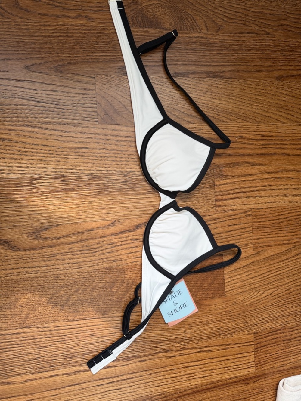 Shade & Shore White Bikini Top with Black Trim Accents